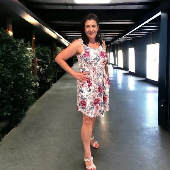 Shirley‎ & Stone Dear dress  blooming floral pink and cream casual - Picture 5 of 8